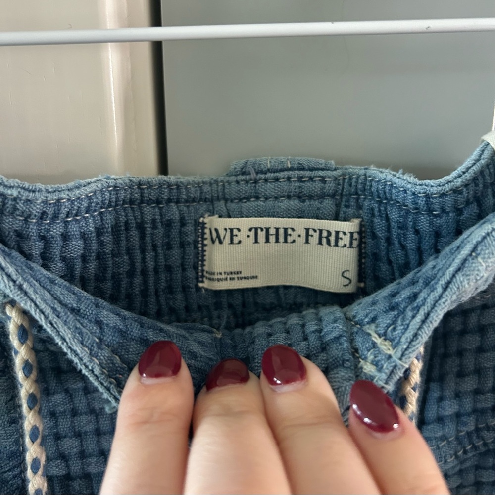 NWT Free People Washed Away Pull On Boyfriend Jeans Waffle Knit - Picture 7 of 8